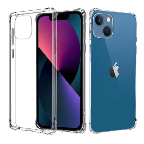 Apple iPhone 13 Étui Crystal transparent, étui antichoc, coussin d’air en gel transparent, robuste, couvercle arrière pour téléphone
