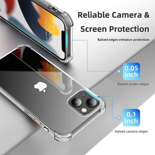 Apple iPhone 13 Étui Crystal transparent, étui antichoc, coussin d’air en gel transparent, robuste, couvercle arrière pour téléphone