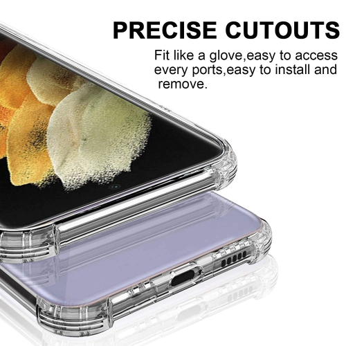 Samsung Galaxy S21 Clear Case Shockproof Tough Gel Transparent Air Cushion Heavy Duty Phone Back Cover