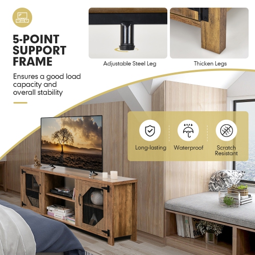 Costway TV Stand Entertainment Media Center for TVs up to 65" w/Steel Mesh Doors