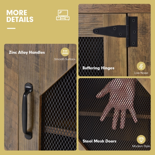 Costway TV Stand Entertainment Media Center for TVs up to 65" w/Steel Mesh Doors