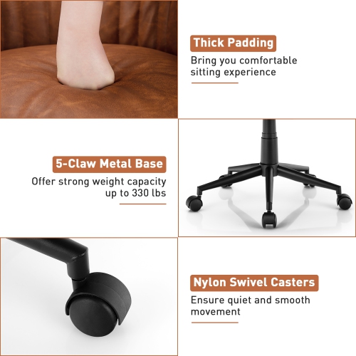 Costway PU Leathaire Home Office Arm Chair Adjustable Swivel Leisure Desk Chair