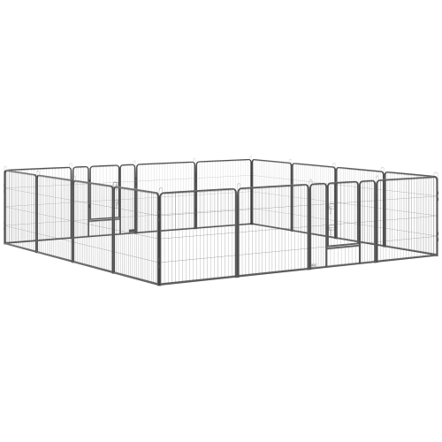 PAWHUT  " Dog Playpen, Heavy-Duty Metal Puppy Play Pen, Pet Exercise Fences for Outside And Indoor, Diy Design \w Door for Multiple Dogs, 16 Panels