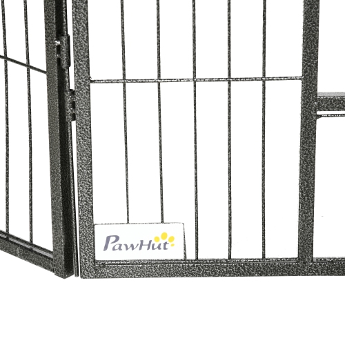 PawHut Dog Playpen, 31.5"W Heavy-Duty Metal Puppy Play Pen, Pet Exercise Fences for Outside and Indoor, DIY Design with Door for Medium Dogs, 16