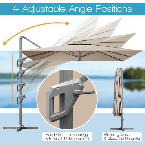 Gymax 10x10 ft Patio Offset Cantilever Umbrella Aluminum 360° Tilt Weight Base