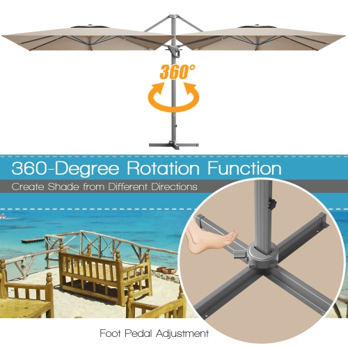 Gymax 10x10 ft Patio Offset Cantilever Umbrella Aluminum 360° Tilt Weight Base