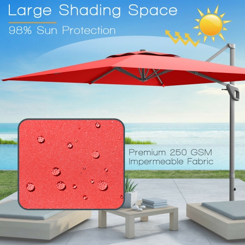Gymax 10x10 ft Patio Offset Cantilever Umbrella Aluminum 360° Tilt Weight Base