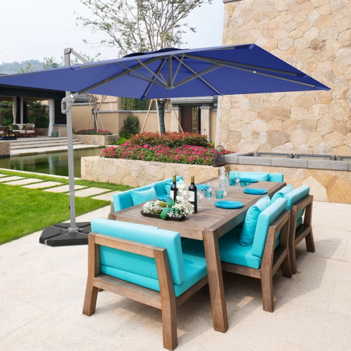 Gymax 10x10 ft Patio Offset Cantilever Umbrella Aluminum 360° Tilt Weight Base