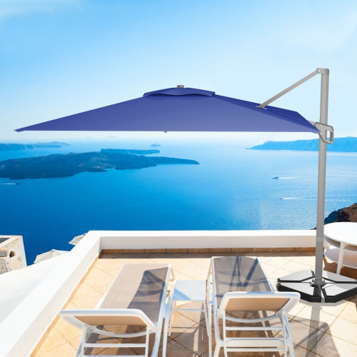 Gymax 10x10 ft Patio Offset Cantilever Umbrella Aluminum 360° Tilt Weight Base