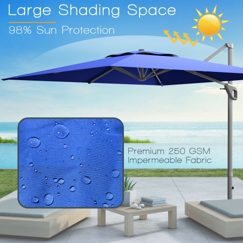 Gymax 10x10 ft Patio Offset Cantilever Umbrella Aluminum 360° Tilt Weight Base