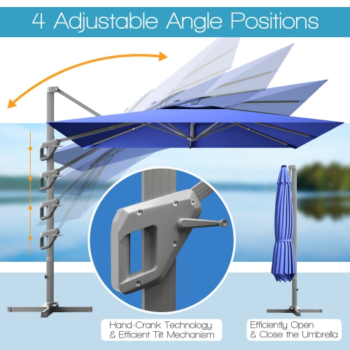Gymax 10x10 ft Patio Offset Cantilever Umbrella Aluminum 360° Tilt Weight Base