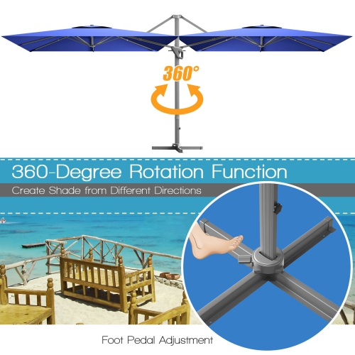 Gymax 10x10 ft Patio Offset Cantilever Umbrella Aluminum 360° Tilt Weight Base