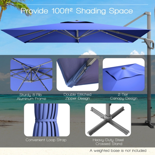 Gymax 10x10 ft Patio Offset Cantilever Umbrella Aluminum 360° Tilt Weight Base