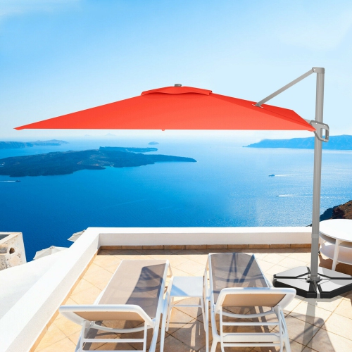Gymax 10x10 ft Patio Offset Cantilever Umbrella Aluminum 360° Tilt Weight Base