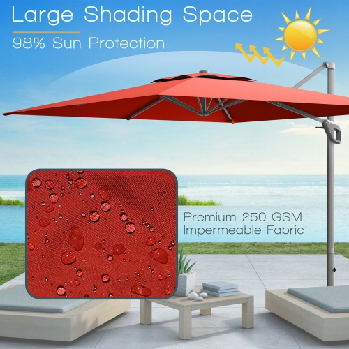 Gymax 10x10 ft Patio Offset Cantilever Umbrella Aluminum 360° Tilt Weight Base