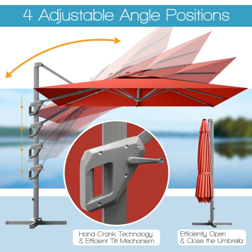 Gymax 10x10 ft Patio Offset Cantilever Umbrella Aluminum 360° Tilt Weight Base