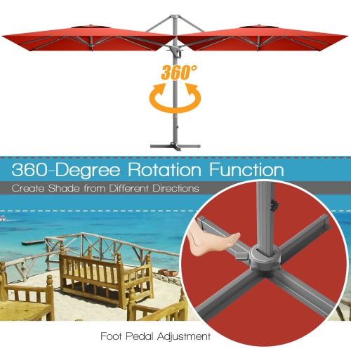 Gymax 10x10 ft Patio Offset Cantilever Umbrella Aluminum 360° Tilt Weight Base