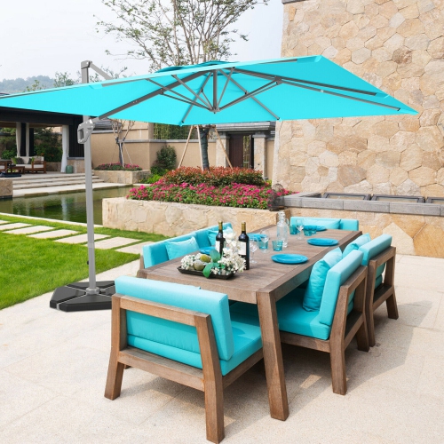 Gymax 10x10 ft Patio Offset Cantilever Umbrella Aluminum 360° Tilt Weight Base