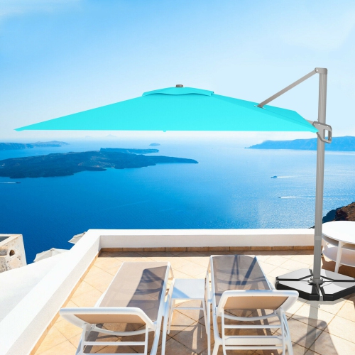 Gymax 10x10 ft Patio Offset Cantilever Umbrella Aluminum 360° Tilt Weight Base