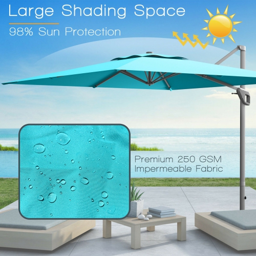 Gymax 10x10 ft Patio Offset Cantilever Umbrella Aluminum 360° Tilt Weight Base