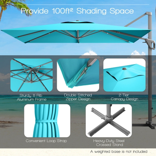 Gymax 10x10 ft Patio Offset Cantilever Umbrella Aluminum 360° Tilt Weight Base