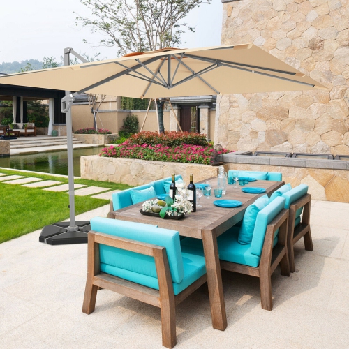Gymax 10x10 ft Patio Offset Cantilever Umbrella Aluminum 360° Tilt Weight Base