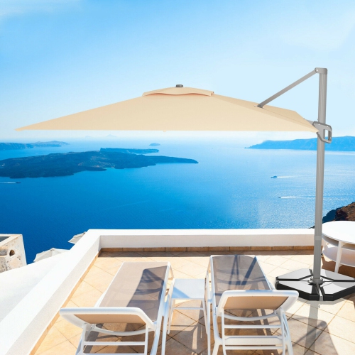 Gymax 10x10 ft Patio Offset Cantilever Umbrella Aluminum 360° Tilt Weight Base