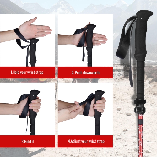 Bâtons de marche pliables PHAT, bâtons de randonnée en aluminium, extensible de 45,3" à 53,1"