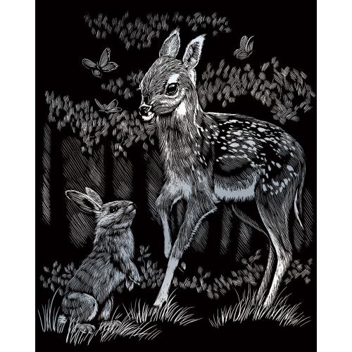 Silver Foil Fawn and Bunny