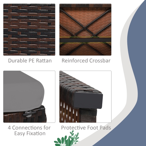 Costway 2PCS Patio Rattan Ottoman Cushioned Seat Foot Rest Furniture