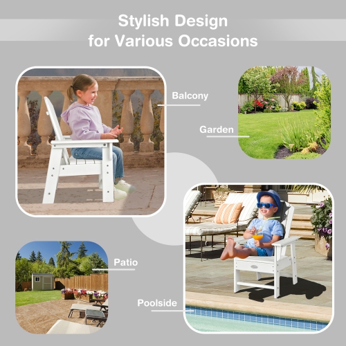 Patio Kids' Adirondack Chair Seat Weather Resistant for Ages 3-8 Yellow\Blue\Green\Grey\Red\Turquoise\White