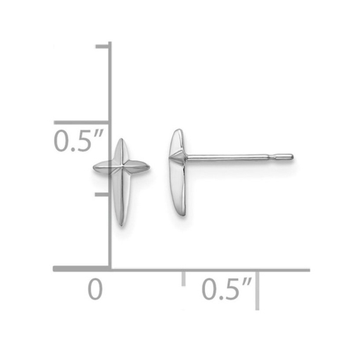 14K White Gold Polished Cross Post Earrings