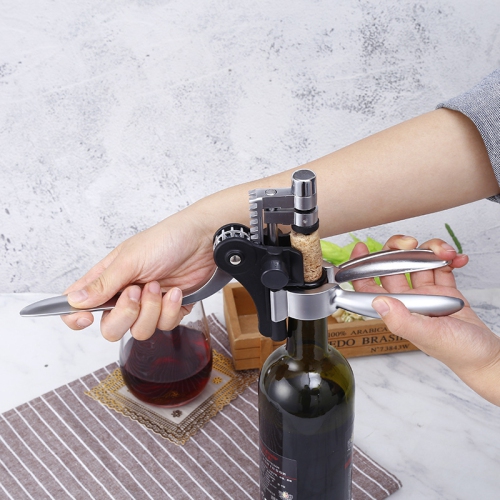 Arolly – Ouvre-bouteille de vin manuel, trousse d'ouvre-poignée en alliage de zinc, 9 accessoires à vin avec bouchon, coupe-capsule, aérateur, bec