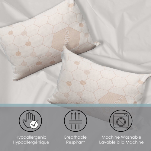 Health Comfort Copper Infused Pillow, Queen