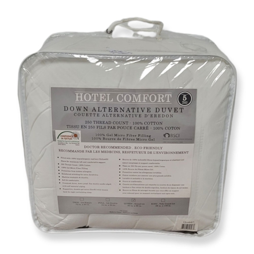 Cotton House - Hotel Comfort Synthetic Duvet, 100% Cotton, 100% MicroGel Fiber 3D Filling, Double Size, White