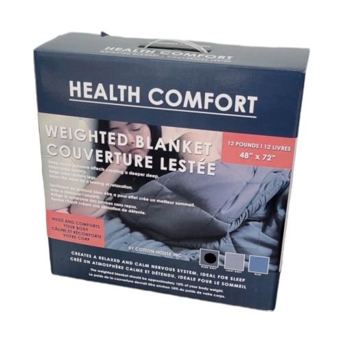 Cotton House - 12 Pound Weighted Blanket, 48" x 72", Dark Gray