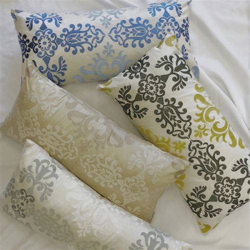 Sumatra Gold Wreath Embroidered Silk Decorative Throw Pillow, 21"x21"