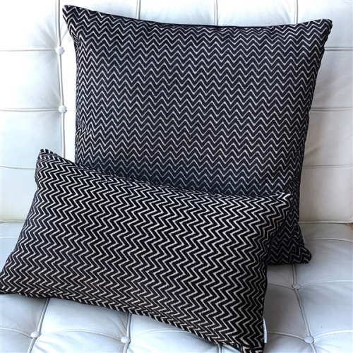 Art Deco Textured VelvetStripes Throw Pillow 12"x20"