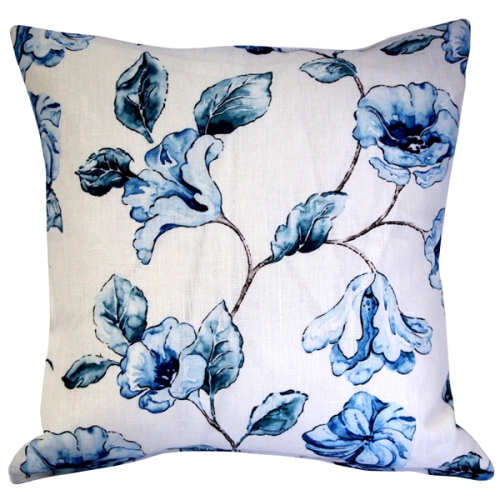 PILLOW DECOR  Lily Linen Throw Pillow, 20"x20" (Polyfill Insert Included) In Blue
