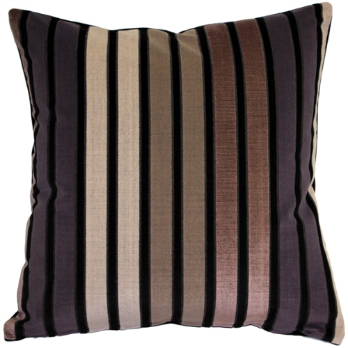 Amethyst Stripes Textured Velvet Throw Pillow, 20"x20"