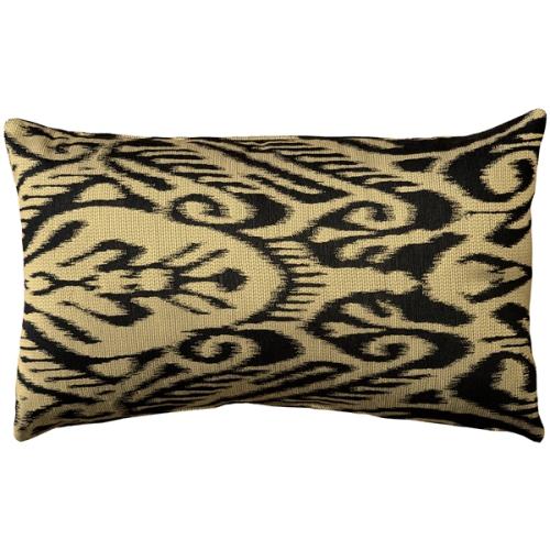 PILLOW DECOR  Mallorca Carbon Ikat Throw Pillow, 12"x20" (Polyfill Insert Included)