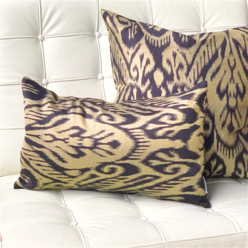 Mallorca Carbon Ikat Throw Pillow, 12"x20"