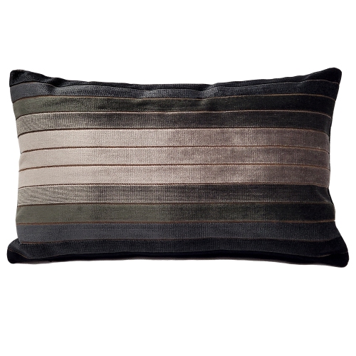 Carbon Stripes Textured Velvet Throw Pillow, 12"x19"