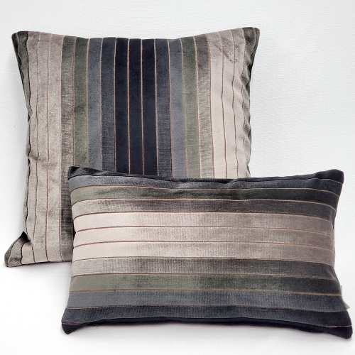 Carbon Stripes Textured Velvet Throw Pillow, 12"x19"