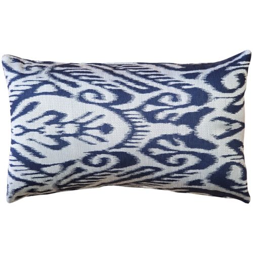 PILLOW DECOR  Mallorca Bluefin Ikat Throw Pillow, 12"x20" (Polyfill Insert Included)