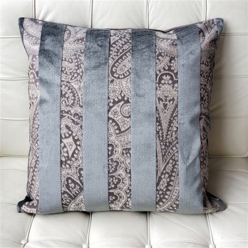 Robert Aluminum Stripe Velvet Pillow, 22"x22"