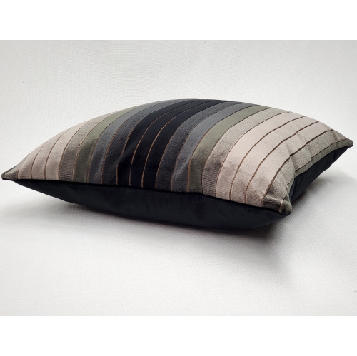 Carbon Stripes Textured Velvet Throw Pillow, 20"x20"