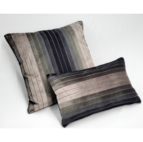Carbon Stripes Textured Velvet Throw Pillow, 20"x20"
