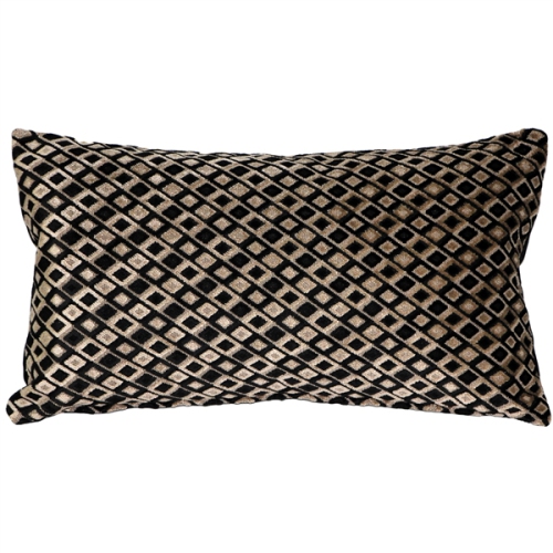 Jager Black Diamond Textured Velvet Throw Pillow, 12"x20"