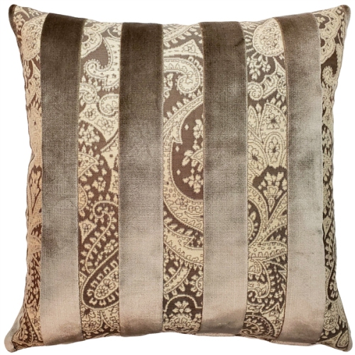 Robert Owl Stripe Velvet Pillow, 22"x22"